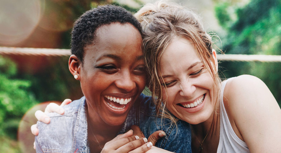 Two women hugging