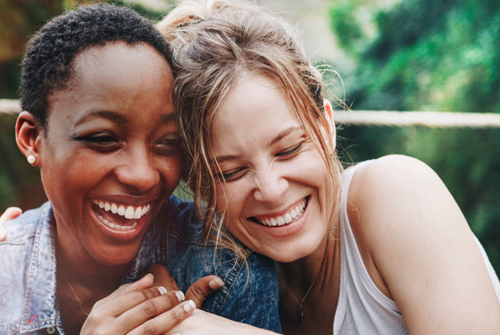 Two women hugging