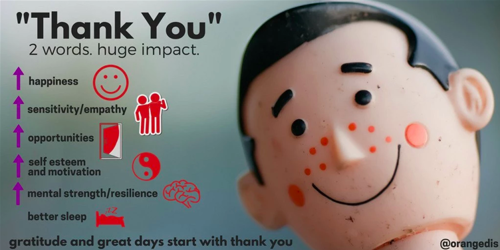 Infographic by Civility Saves Lives: "Thank you", 2 words, huge impact